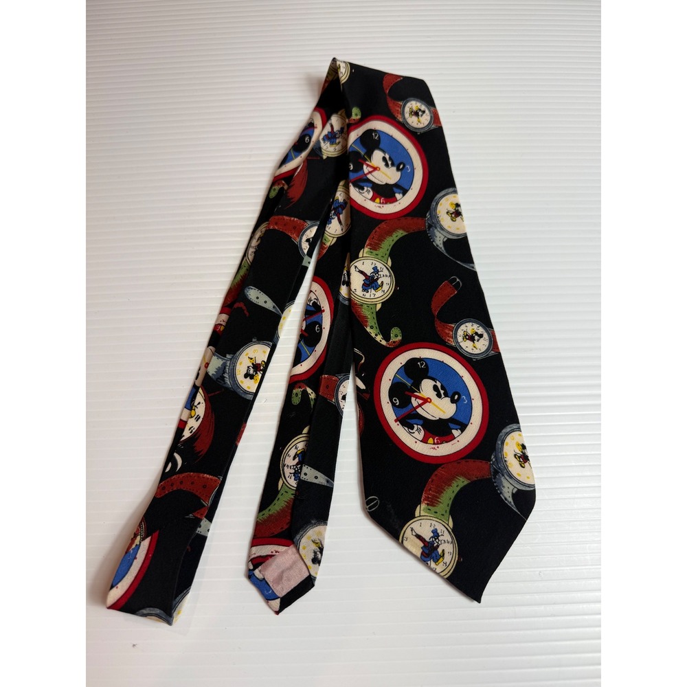 Vintage Disney Mickey Mouse Balancine Timepiece‎ Silk Necktie, Novelty Tie
